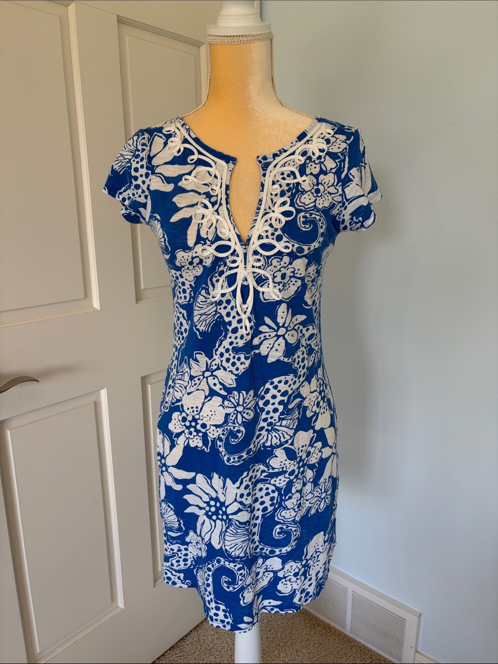 Lilly Pulitzer Blue and White Floral Keira Cover-Up Dress